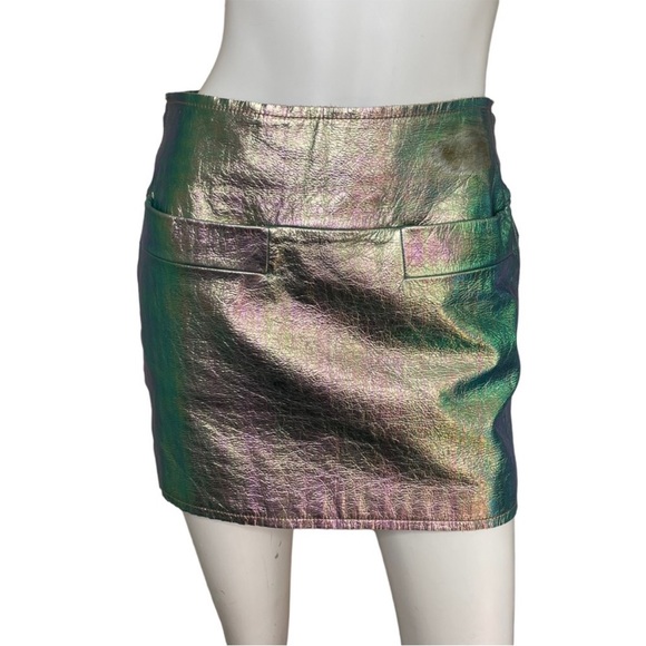 Marc by Marc Jacobs womens size 0 genuine leather mini skirt metallic watermelon - Picture 1 of 9